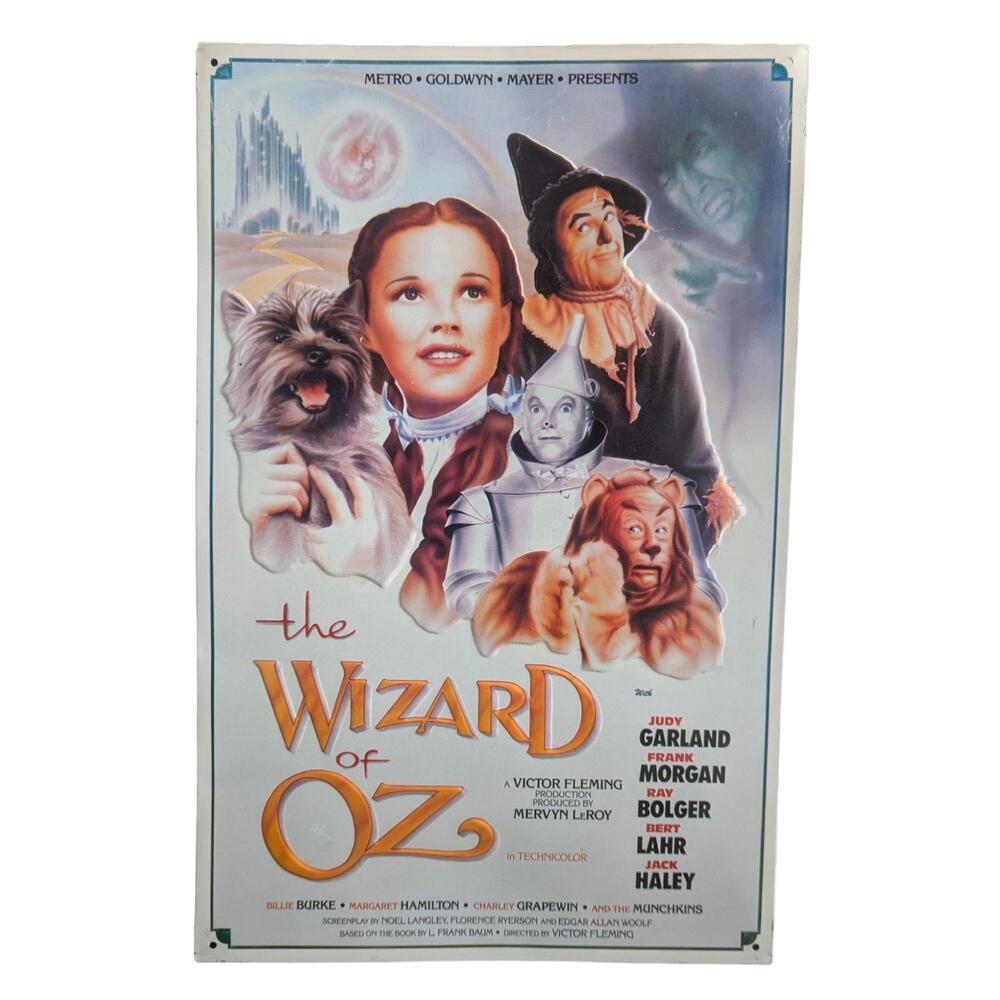 Vintage 1994 Wizard Of Oz Metal Movie Poster Colorful Illustration
